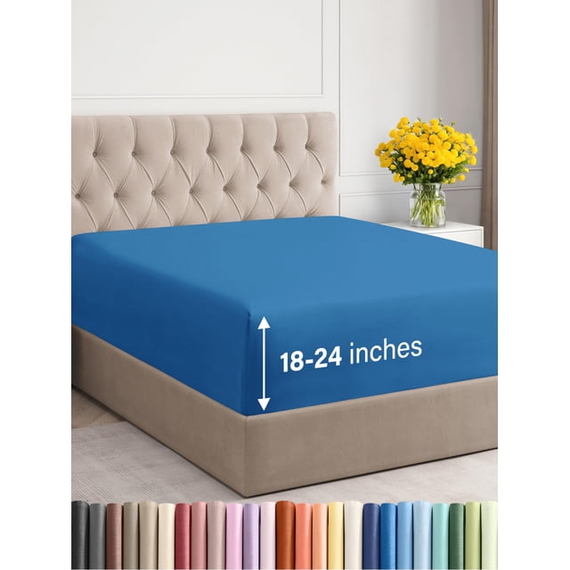 Sábana bajera ajustable CGK Unlimited Extra Deep Cal King Royal Blue