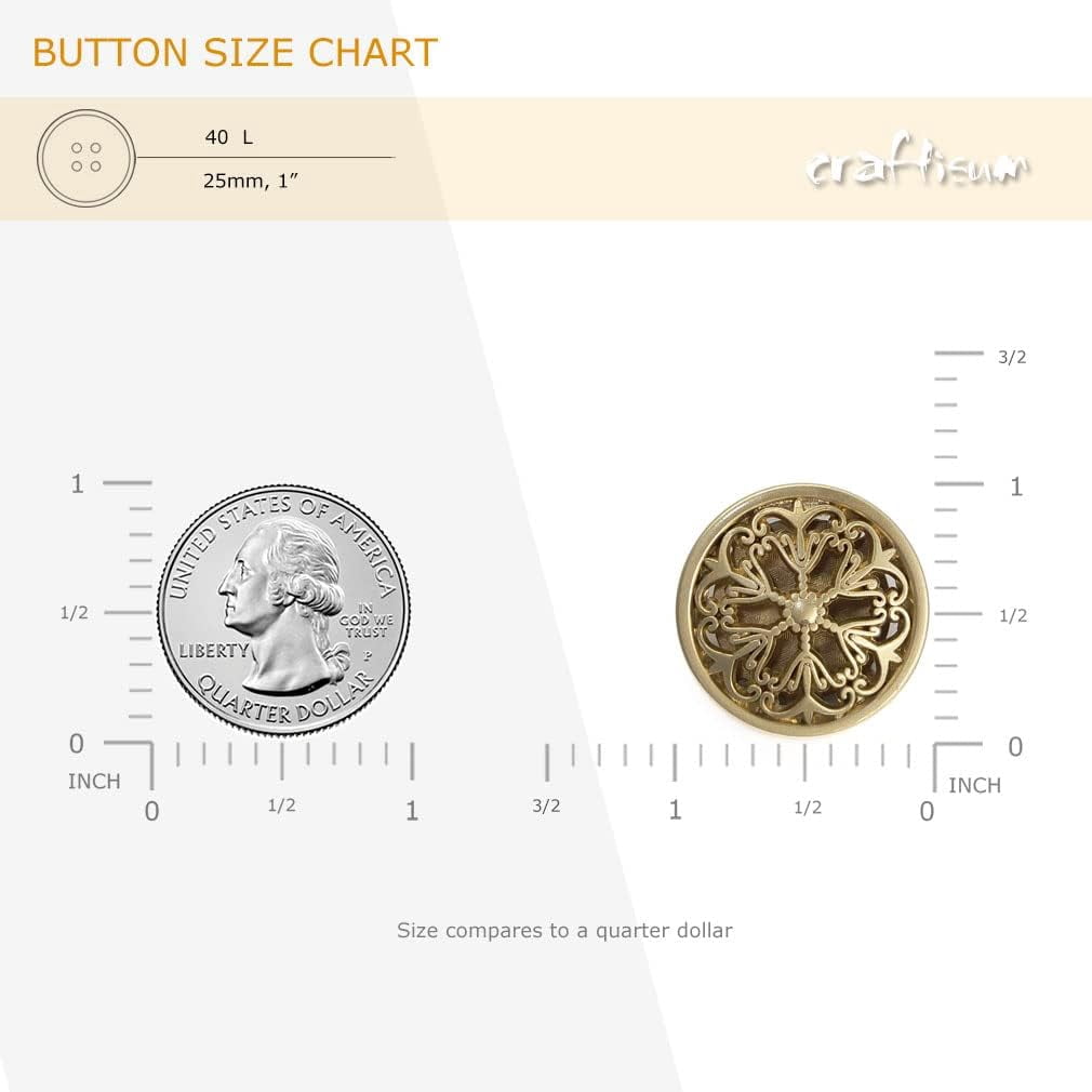 ABPETE Buttons,Vintage Metal Sew-On Buttons 20pcs - 40L (1" / 25mm) Openwork Carved Design for Double-Breasted Coats & Peacoats,Retro Hollow-Circle Buttons