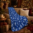 thumbnail image 3 of Royal Blue Snowflake Winter Scene, Festive Holiday Scene, Warm Flannel Blanket for Living Room and Bedroom with Detailed Artwork, Art Lovers Housewarming Gift, Artistic Home Decor, 3 of 9