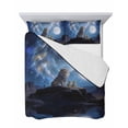 thumbnail image 7 of Quilts Full Size Bedding Set, Aesthetic Lions Lightweight Quilted Comforter, Black Mountains Moon Night Blue Ombre Soft Reversible Bedspread Coverlet with Pillow Covers for All Season, 78" x 90", 7 of 7