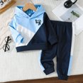 thumbnail image 2 of Boys Outfits Patchwork Print Hooded Long Sleeve Hoodie And Jogger Pants 2 Piece Daily Wear Boys' Clothing Sets Size 9-12 Months, 2 of 9