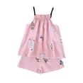 thumbnail image 2 of Uccdo 2Pcs Little Girls Satin Silk Pajama Set, Baby Girl Summer Clothes Loose Crop Tops+Shorts Sleepwear, 3M-6T, 2 of 4
