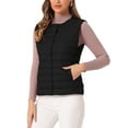 thumbnail image 4 of INSPIRE CHIC Women's Puffer Vest Sleeveless Lightweight Button Up Quilted Round Neck Jacket Coats, 4 of 6