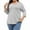 Gray, variant on Jalioing Plus Size V Neck Casual Shirts for Women 3/4 Length Sleeve Basic Plain T Shirt Oversized Summer Tops