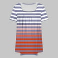thumbnail image 4 of Women Plus Size Shirts Short Sleeve Tshirt Striped Pleated Pullover Casual Curved Hem Blouse Summer, 4 of 5