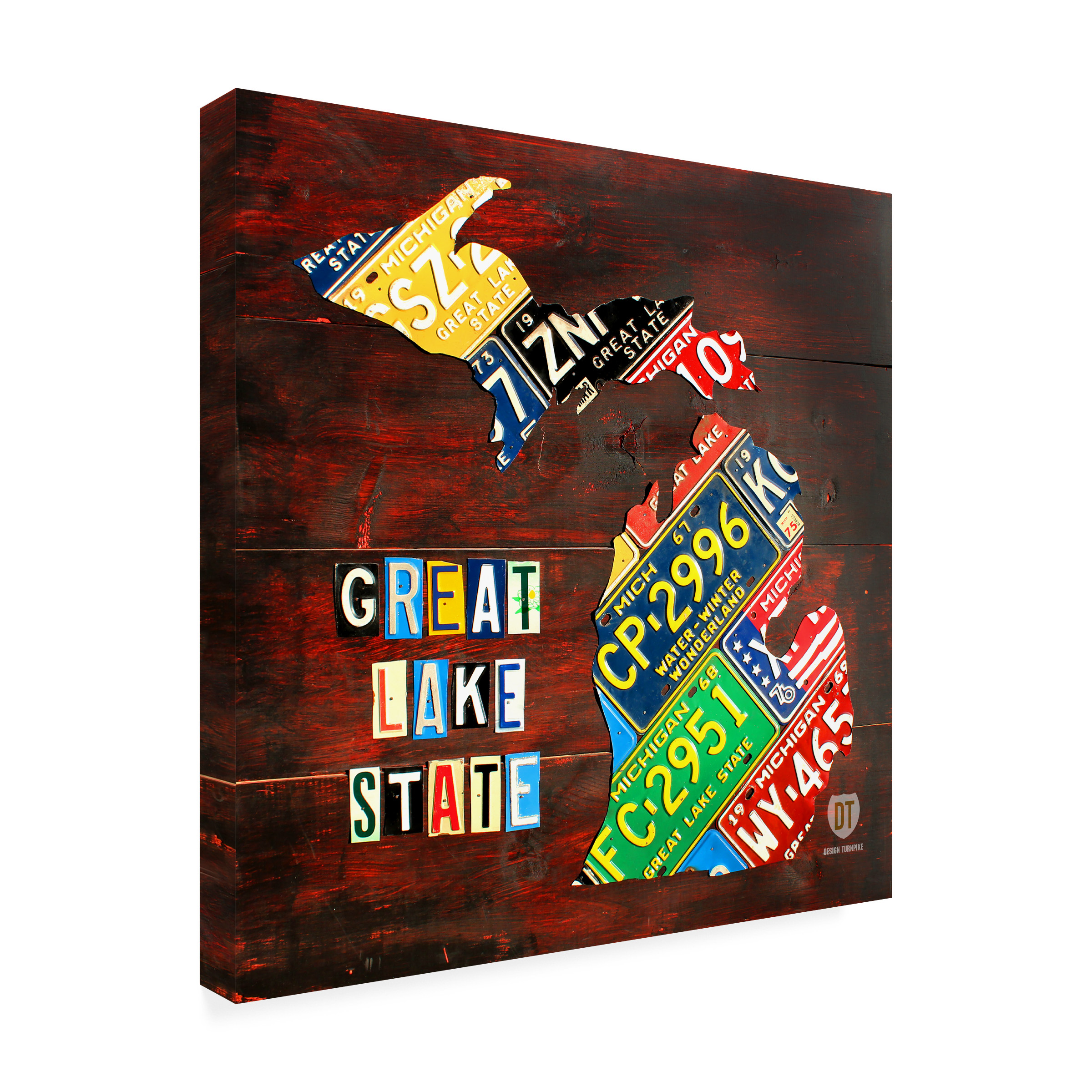 Trademark Fine Art "Michigan License Plate Map" Canvas Art by Design Turnpike