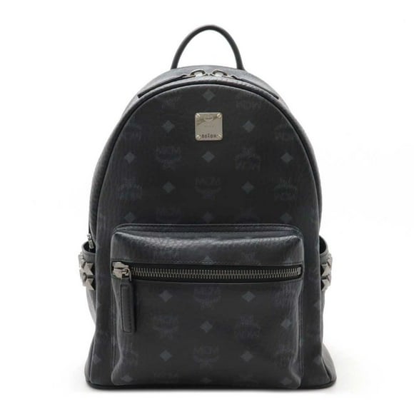 Pre-Owned MCM Stark Side Studs Visetos Backpack Rucksack Coated Canvas Leather Black... (Good)
