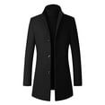 thumbnail image 2 of QHFBli Slim Fit Mens Trench Coat Men's Formal Trench Fit Prom Jacket Suit Lengthened Stand Collar Banquet Coats Solid Color Long Black L, 2 of 4