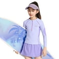 thumbnail image 1 of Little Girls Swimwear Long Sleeve Guard Two Piece Set Beach Pool Summer Spring Activities Clothes for Kids Size 7-9T, 1 of 7