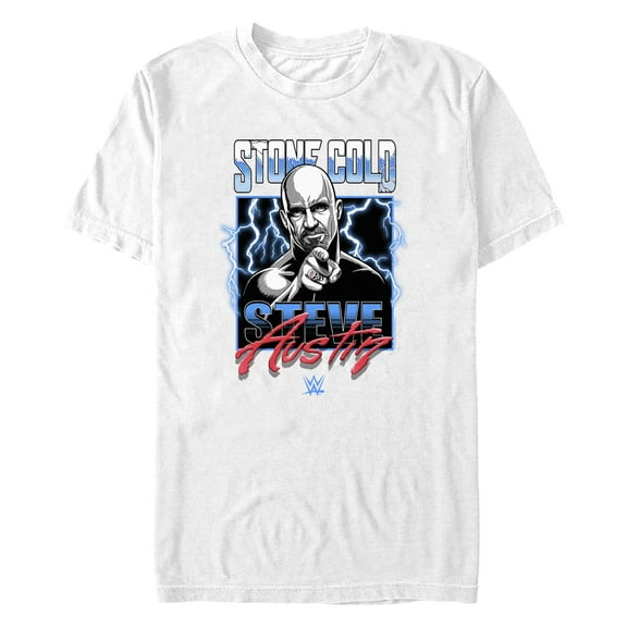 Men's WWE Stone Cold Steve Austin Lightning Graphic Tee White Medium