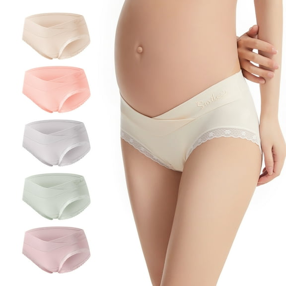 5 Pack Womens Cotton Maternity Underwear,Healthy Maternity Pregnancy Panties Postpartum Mother Under Bump Underwear