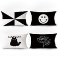 thumbnail image 1 of Juego de fundas de almohada abstractas en blanco y negro Modern Minima x4, 1 of 3
