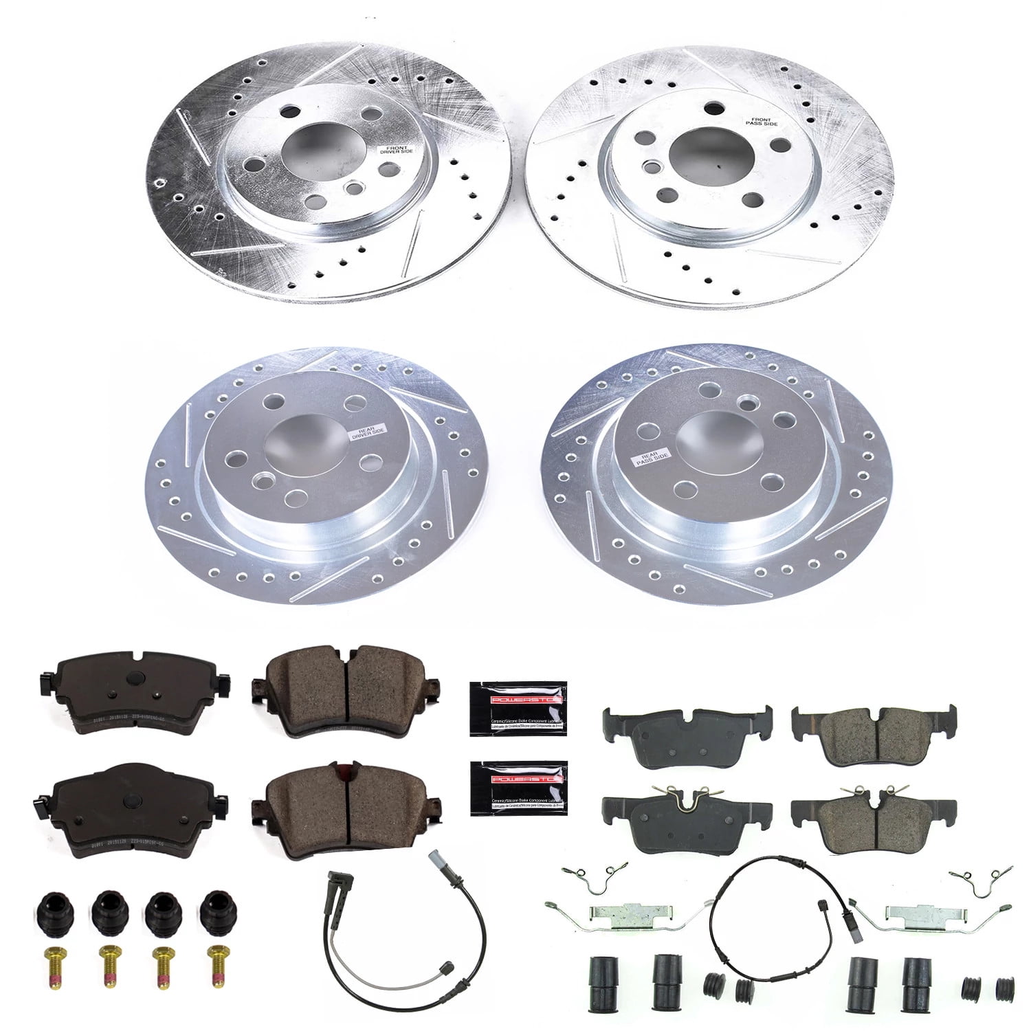 Power Stop Front and Rear Ceramic Brake Pad and Drilled & Slotted Rotor Kit K8105