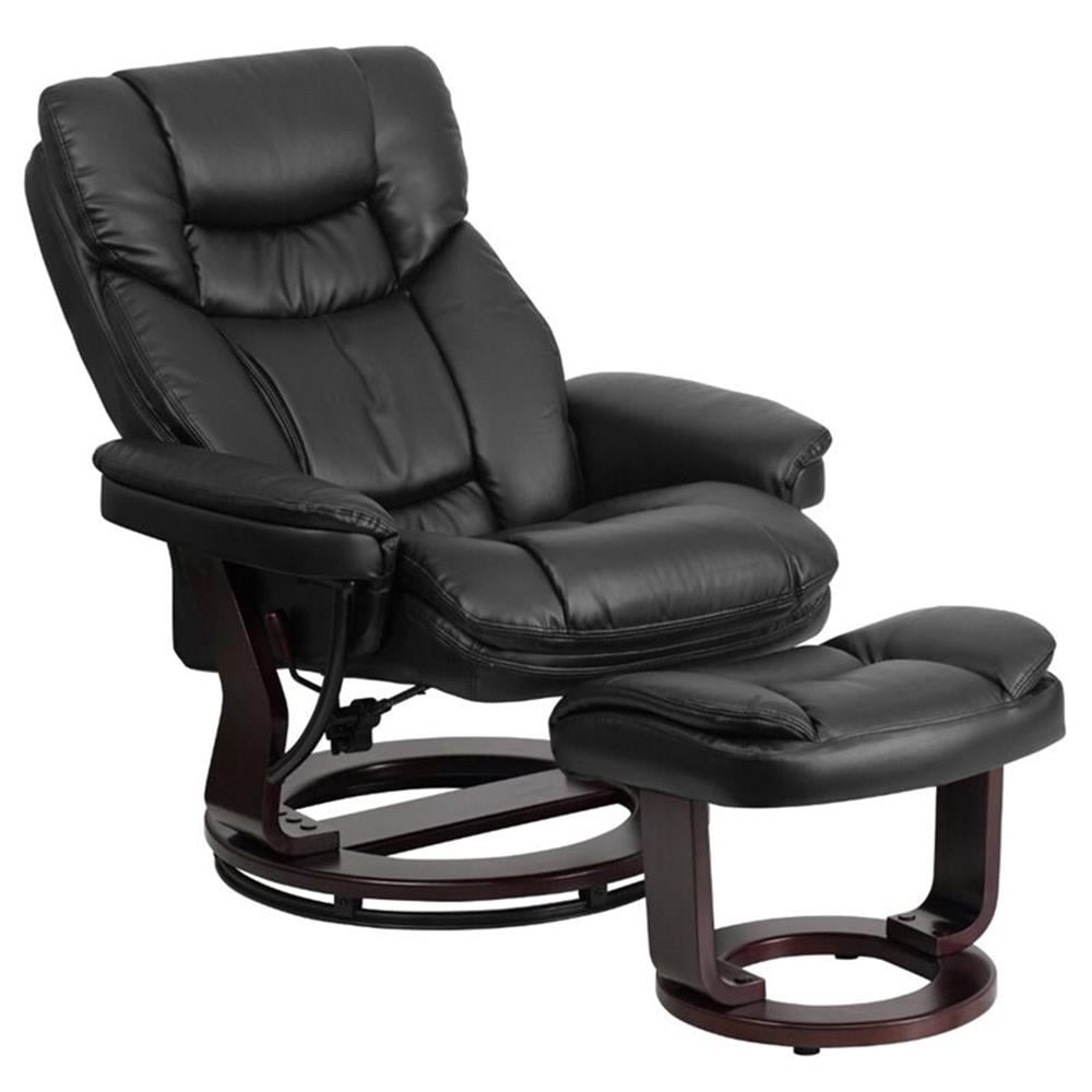 Bowery Hill LeatherSoft Black Recliner Integrated Headrest 41.25"H x 33"W x 44.5"D