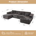 thumbnail image 3 of Ovios 133'' x 70'' U-Shaped Oversized Sectional Sofa Modern Modular Cloud Couch with Deep Seat Plush Corduroy Upholstered Large Comfy Sofa for Living Room, No Assembly, Gray, 3 of 5