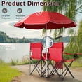 thumbnail image 6 of IVV 2-Person Folding Camp Chair with Removable Sun Umbrella, Heavy Duty Steel Tube Oxford Cloth Double Seat Outdoor Lounge Fishing Chair with Carry Bag, Red, 6 of 9