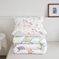 thumbnail image 5 of Manfei Dreamy Unicorn Twin Comforter Sets,Pretty Floral Bedding Set,Purple Pink,Polkadot Reversible,2pcs,1 Comforter and 1 Pillowcase, 5 of 7