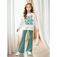 thumbnail image 6 of Girls Two Piece Outfits Long Sleeve Letter Print Sweatshirt and Flared Pants Sets Girl Spring Clothes Cute Girls Clothes 7-8 Years, 6 of 6