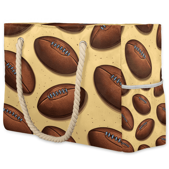 Herdesigns Vintage Rugby Tote Beach Bag for Women Ladies with Zipper American Football Large Waterproof Sandproof Swim Pool Bag