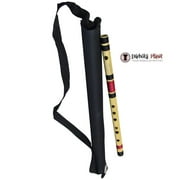 Zaza Percussion- Professional Scale D middle 17'' Inches Polished Bamboo Bansuri Flute (Indian Flute) With Carry Bag