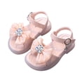 thumbnail image 6 of KPOPLK Girls Sandals Open Toe Cute Flats Dress Sandals Summer Cross Strappy Shoes Toddler/Little Kid/Big Kid Size 7,Pink, 6 of 8