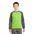 thumbnail image 1 of Sport-Tek Boys Sport-Wick Raglan Crewneck YST242 Lime Shock/Dark Smoke GreyL deporte-tek YST242, 1 of 1