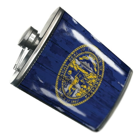 

NEONBLOND Flask Flag on Wood Nebraska region: America (USA)