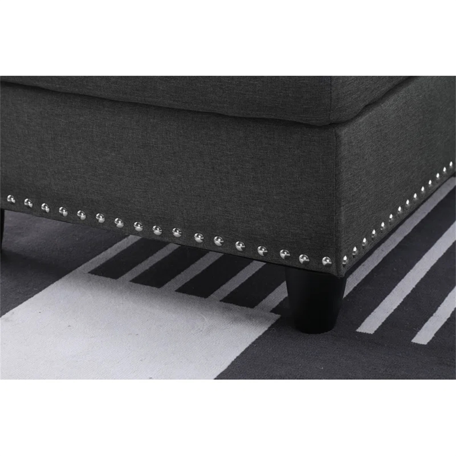 Hommoo L-Shaped Upholstered Sectional Sofa Couch with Storage & Cup Holders, Linen Living Room Sofa Set, No Ottoman, Dark Gray