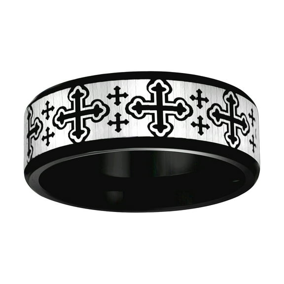 Stainless Steel Mens Religious Faith Cross Laser Pattern Comfort-fit Wedding Band Ring Size 14 Wedding Band for Men