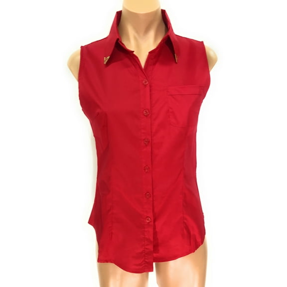 Sleeveless One pocket Button Down Shirt