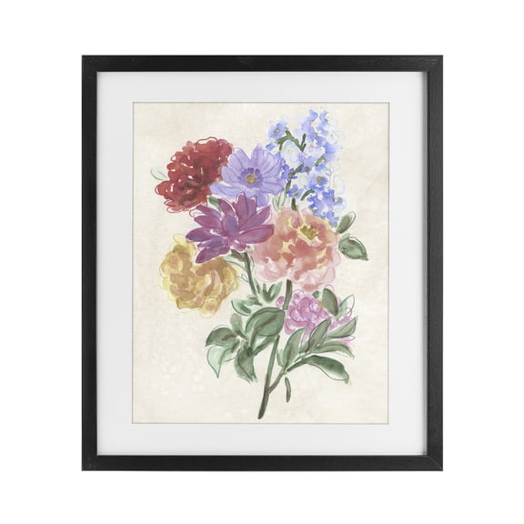 Stupell Industries Blooms On Parchment Black Framed Print Under Glass, design by June Erica Vess