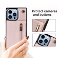 thumbnail image 6 of Allytech for iPhone 16 Pro Case with Detachable Crossbody Strap, PU Leather Stand Wallet Purse Case with Credit Card Slots Zipper Pocket Case for iPhone 16 Pro, Rosegold, 6 of 12