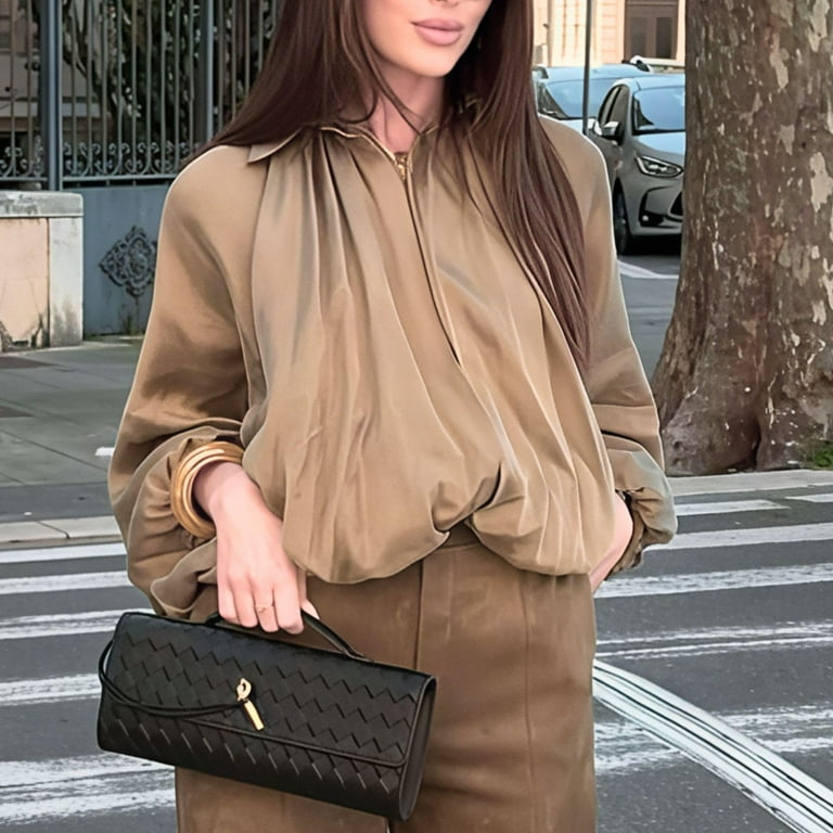 WULMLEO Bubble Hem Jacket, Women's Puffed Bomber Jacket