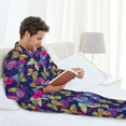 thumbnail image 6 of Naloa Paint Butterflies Men’s Pajamas Set - Long Sleeve Button Down Sleep Shirt and Pajama Bottoms Sleepwear Set-Large, 6 of 7