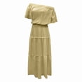 thumbnail image 2 of WTXUE Robes d'Été pour Femmes 2024, Robe d'Été pour Dames Couleur Unie Décontractée Couleur Unie à une Épaule Taille Élastique à Manches Courtes, Kaki m, 2 of 5