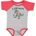 thumbnail image 3 of Inktastic I Love Soccer-Dinosaur in Orange Boys or Girls Baby Bodysuit, 3 of 5