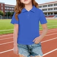 thumbnail image 5 of longantii Girls Polo Shirt Short Sleeve Classic Collared School Shirt Solid Color Uniforms Golf Polo Shirts 2026 Summer School Clothing Girls Blue 8-9 Years, 5 of 9