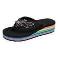 thumbnail image 1 of DAFEI Thick Soled Wedge Color Block Slip Outdoor Flip Flop Women's Rhinestone Thong Sandals, 1 of 8