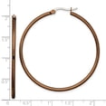thumbnail image 2 of Stainless Steel Polished Hinged hoop Brown Plated 49.5mm Hoop Earrings 43x2mm Wide 2mm Thick Hoop Earring for Women, 2 of 2