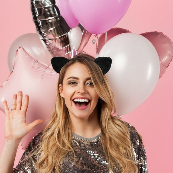 WEUVEB Black Plush Cat Ears Headband for Washing Face Soft Comfortable Skincare Spa Accessory