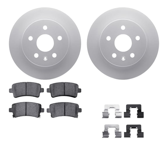 Dynamic Friction Company Rear Geospec Brake Rotors with 5000 Euro Ceramic Brake Pads includes Hardware 4612-45003