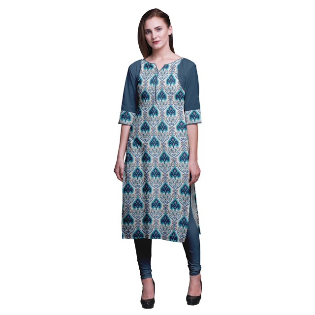 Bimba Robe Tunique Droite en Coton Imprimé pour Femmes Vêtements Indiens Imprimés-TG