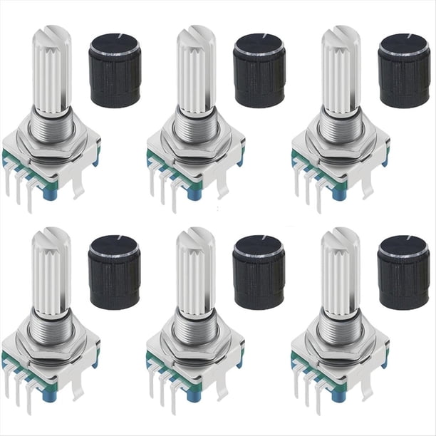 Codificadores Rotatorios EC11 con Pulsador de 360°, 5 Pines y Tapa de Perilla para , para y ESP32.