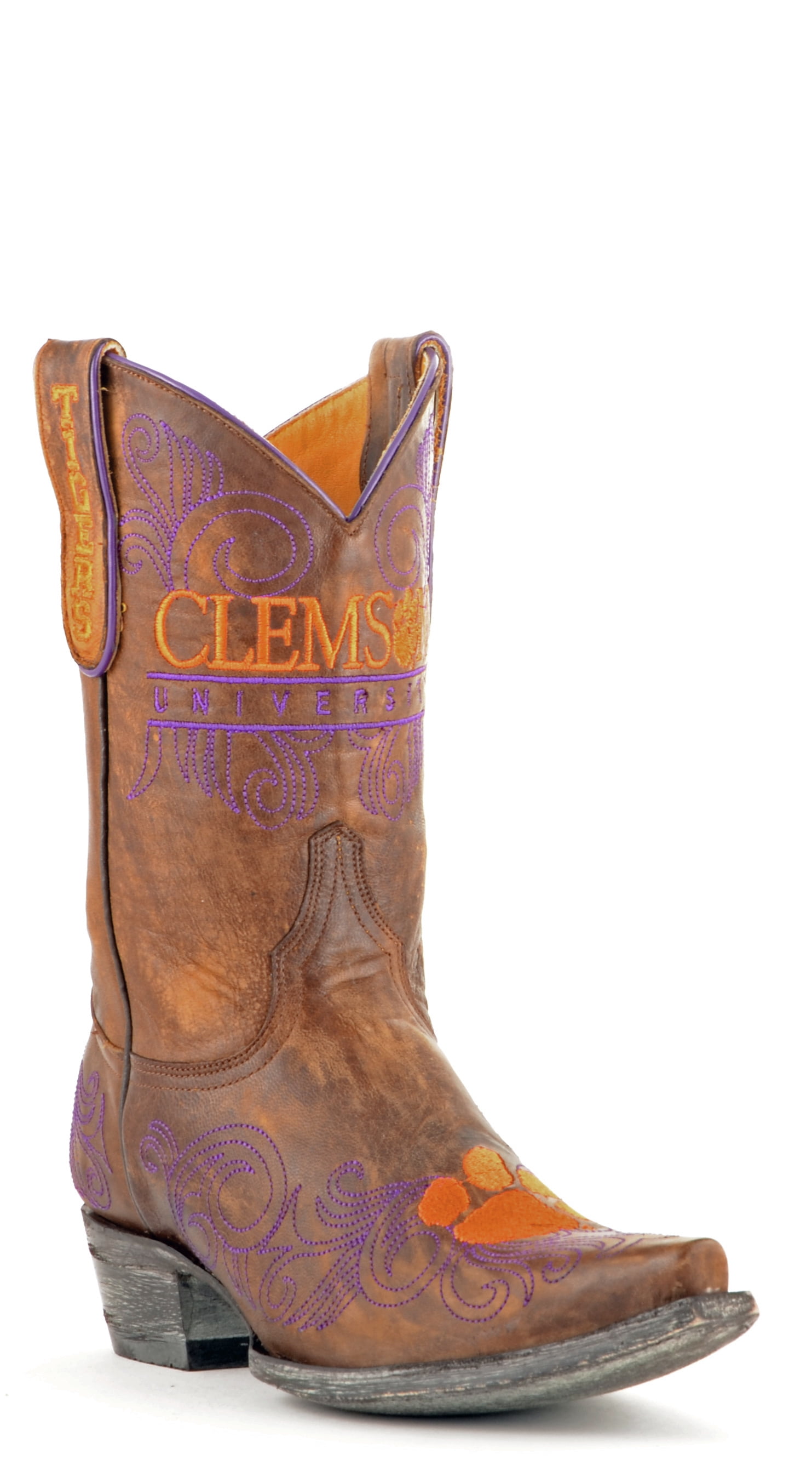 Gameday Boots Women's 10" Short Leather Clemson Cowboy Boots 3557 New by GameDay Boots