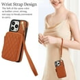 thumbnail image 3 of Compatible with iPhone 15 Pro 6.1 inch Wallet Phone Case Tempered Glass Screen Protector Wrist Crossbody Strap Stand Credit Card Holder RFID Slot Cell Cover for i Phone15 i15 15Pro Women Girls Brown, 3 of 9