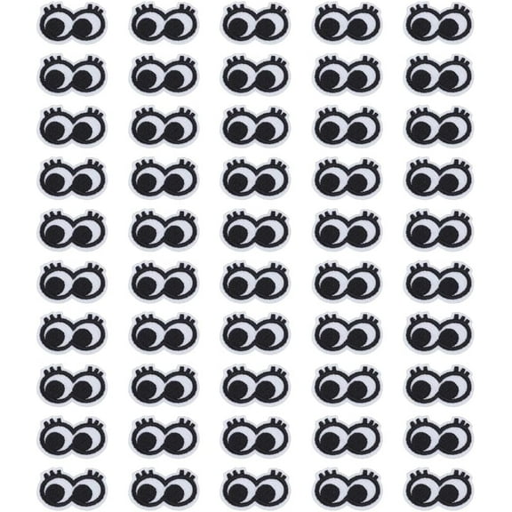 1set 50pcs Eye Embroidery Iron on Clothing Patches Costume Accessories Appliques Black 23.5x39.5x1mm