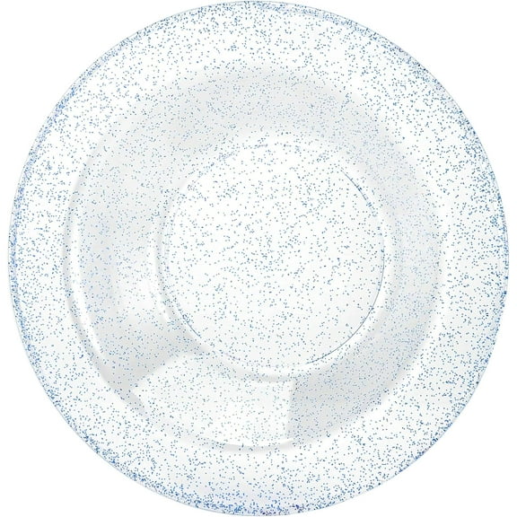 14 oz Round Blue Plastic Bowl with Glitter Design - Elegant Disposable Serving Bowl for Weddings, Parties, and Special Events - Durable, Stylish, Reusable Tableware - Catering and Buffets (10)