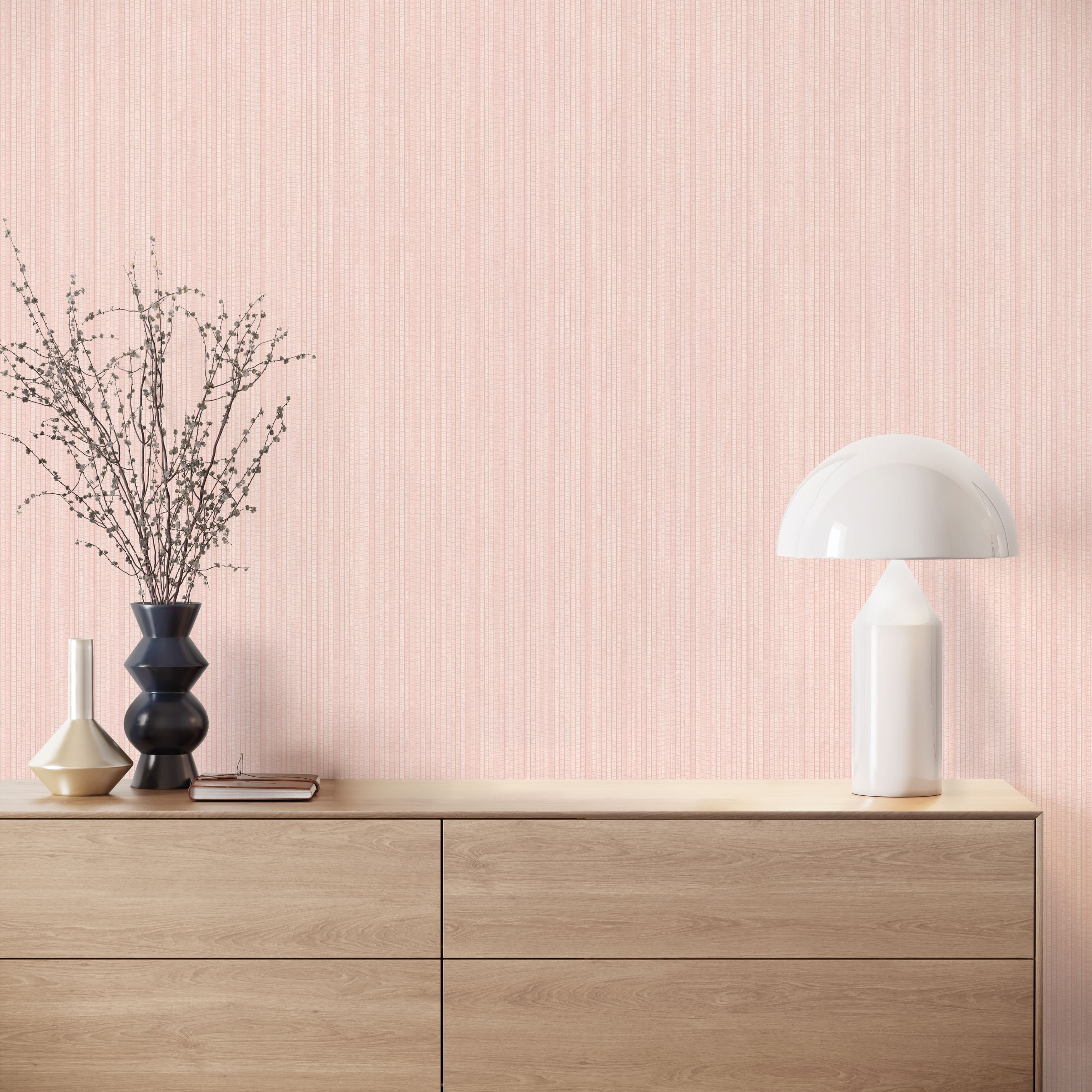 Tempaper Textured Faux Grasscloth Pink Peel and Stick Wallpaper, 20.5" x 16.5'