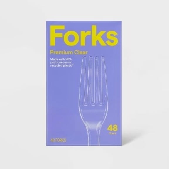 48 Count Clear Plastic Forks, 7.04" Disposable Heavy Duty Flatware, Premium Clear Forks for Parties, Events, Catering & Everyday Use