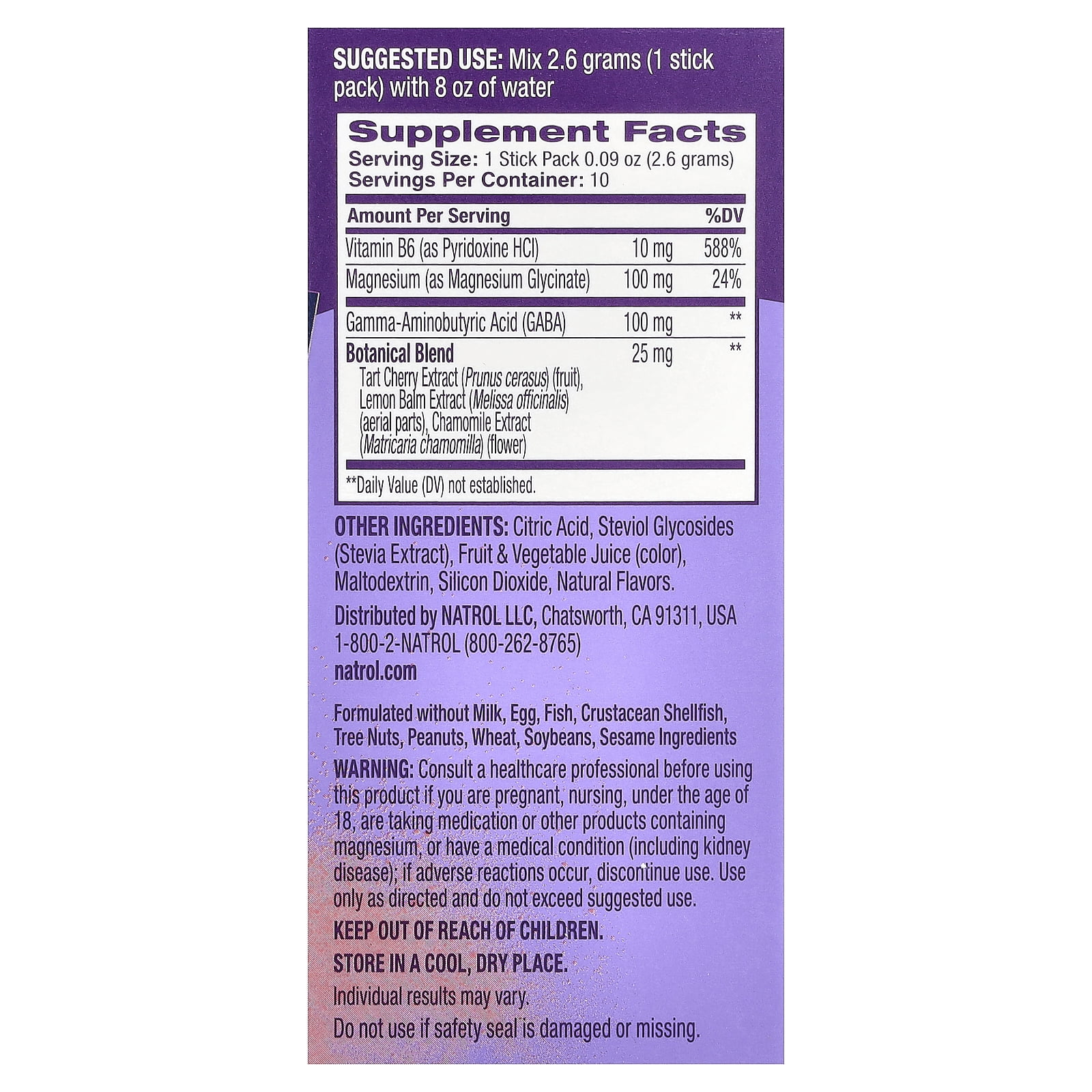 Natrol Sleep & Restore Calming Drink Mix, GABA, Magnesium Glycinate, Botanical Blend, Melatonin-Free, Essential For Your Ultimate Restorative Sleep, Cherry Flavored, 10 Stick Packs